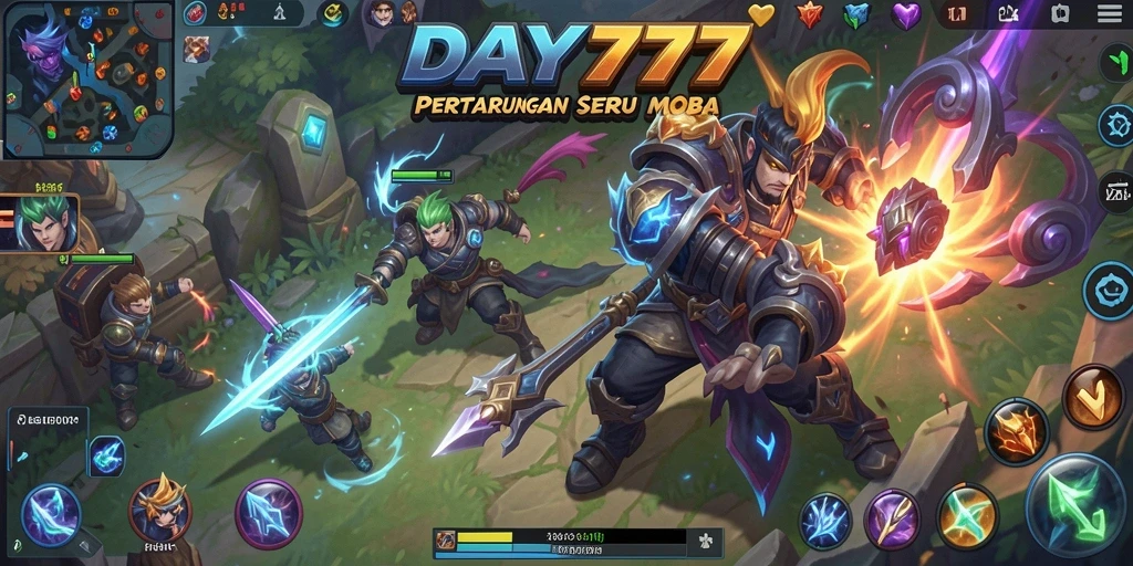 Gameplay epik dalam pertarungan MOBA di DAY777.