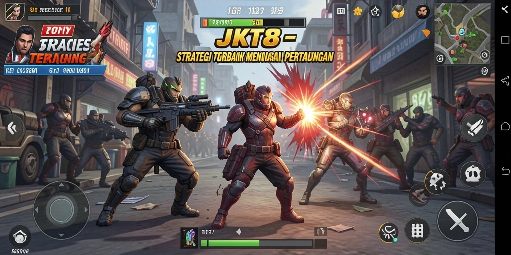 Screenshot gameplay JKT8 yang menampilkan strategi dan taktik mendebarkan.