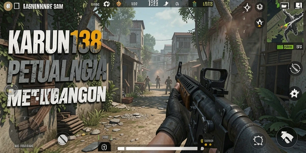 Screenshot gameplay menunjukkan aksi menembak intens dan grafik realistis dari KARUN138.