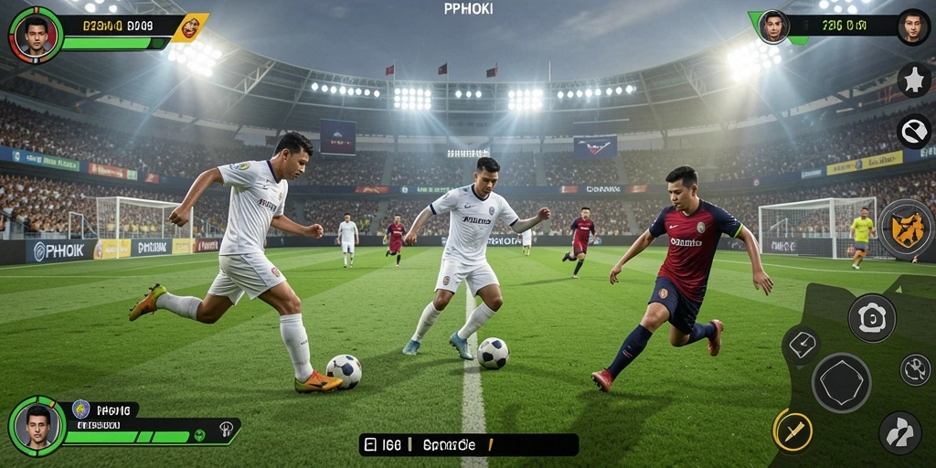 Tangkapan layar PPHOKI menampilkan aksi permainan sepak bola yang mendebarkan.