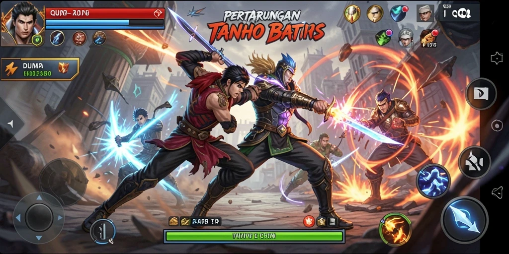 Tampilan menyerang karakter dalam gameplay QQRP yang penuh aksi.