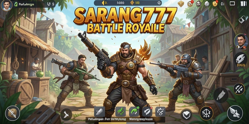 Screenshot menunjukkan pemain beraksi dalam pertempuran Battle Royale.