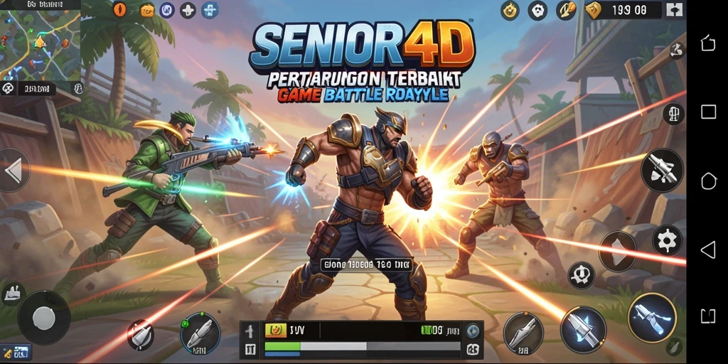 Tampilan gameplay dinamis SENIOR4D saat pertarungan berlangsung.