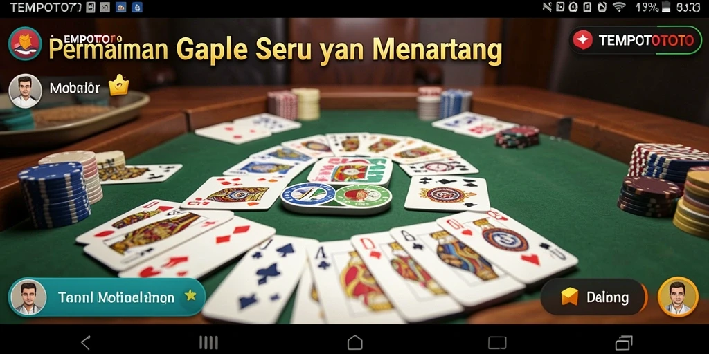 Screenshot TEMPOTOTO menampilkan keseruan permainan Gaple dengan teman-teman.