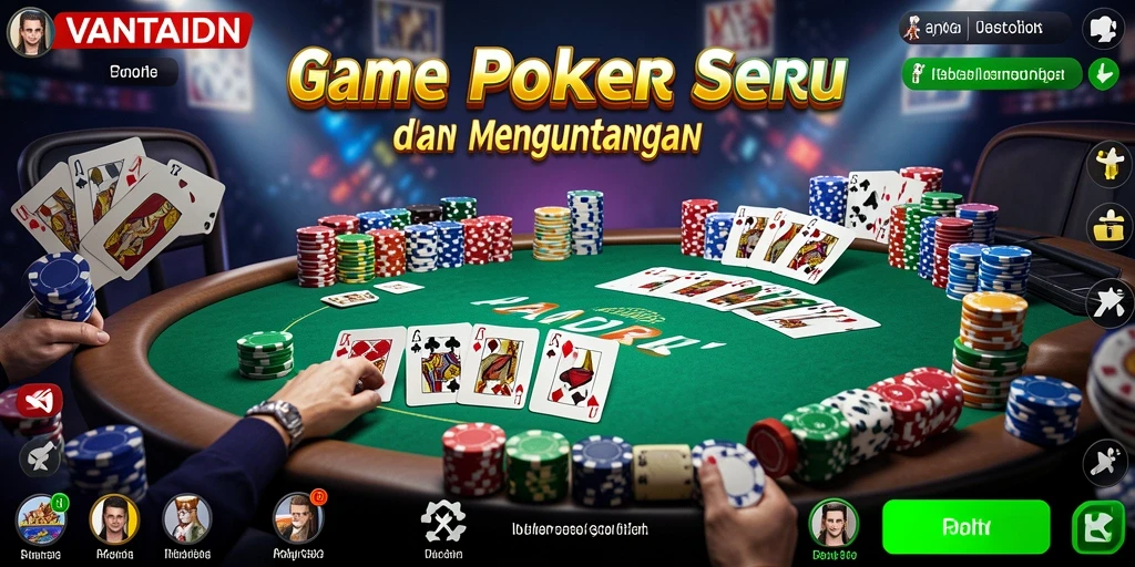 Screeenshot gameplay VANTAIDN menampilkan suasana bermain poker yang seru.